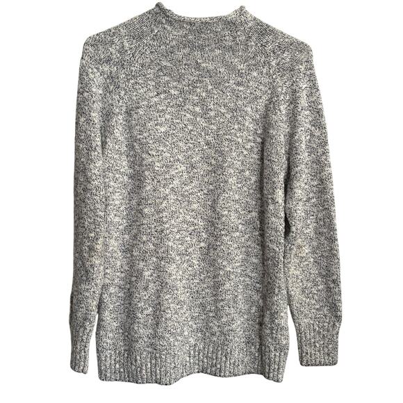 LL Bean Womens Marl Knit Sweater M Black White L.L. Bean Academia Prep - Picture 2 of 6